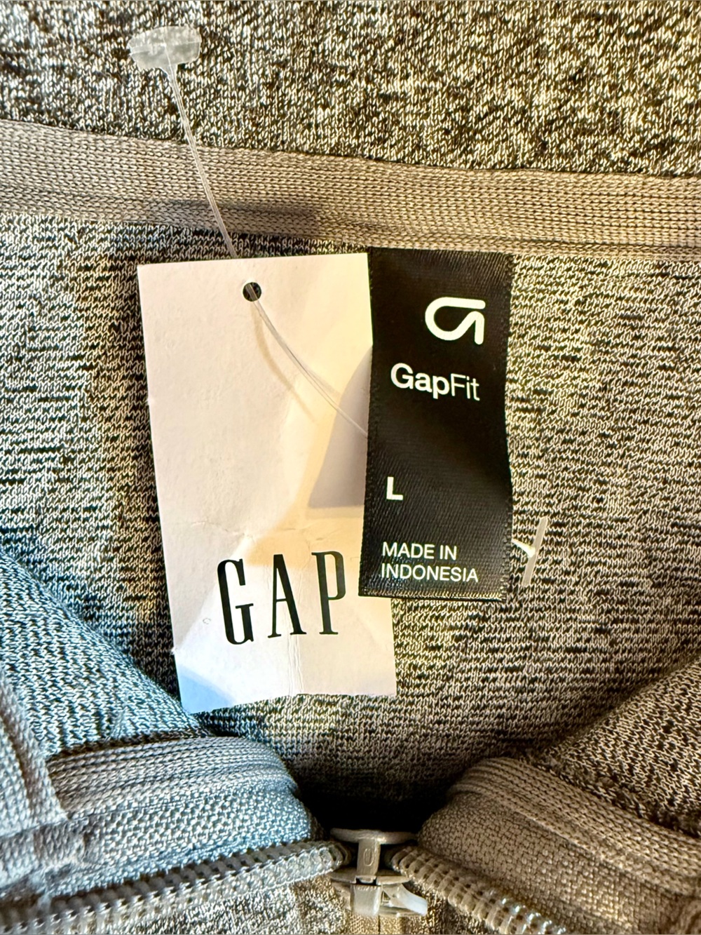 GapFit Quilted Jacquard Half-Zip Pullover New Heather Gray Womens Size Large NWT - Picture 15 of 16
